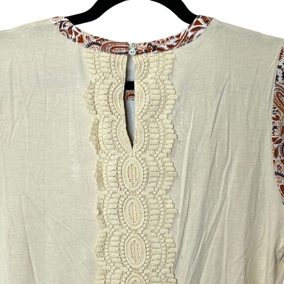 Daniel Rainn Stitch Fix Mixed Media Top Sleeveless Lace Brown Cream Women PM NWT - Picture 7 of 12